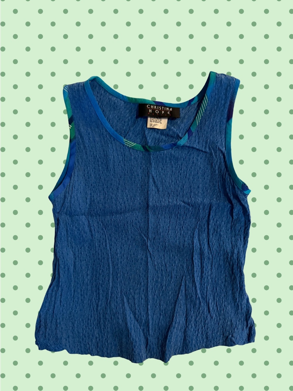 Vintage Christina Hope Blue Textured Tank Top